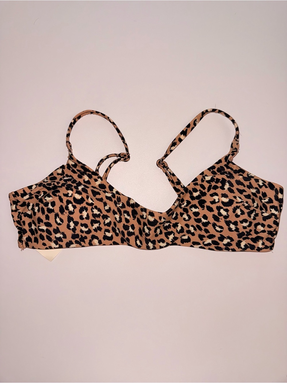 Aerie Leopard Scoop Neck Bikini Top